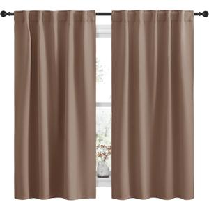 NICETOWN Blackout Curtains and Drapes for Kitchen - (Cappuccino Color) 42 inch Wide by 63 inch Long, Two Panels Set, Home Decoration Thermal Insulated Blackout Window Drape with 6 Back Loops