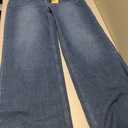 HDLTE Baggy Stretchy Jeans for Women High Waisted Trendy Wide Leg Jeans Boyfriend Denim Pants with Patch Pockets (Large, Dark Blue)