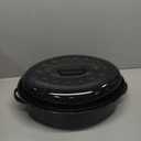 16 Inch Roasting Pan with Lid - Covered Oval Roaster - Enamel Carbon Steel Roaster Pot - Excellent Heat Distribution and Non-sticky - for Turkey Chicken Meat & Vegetables -Birthday and Holiday gifts