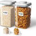 Ankou Airtight Food Storage Container with Pop Lid & 130ml Scoop, 4L/4.2qt *2 BPA-Free Cereal, Rice, Flour, Pasta & Snack Container, Stackable & Durable,Kitchen Pantry Organizer