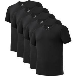 DAVID ARCHY Men's Bamboo Rayon Moisture-Wicking V-Neck Undershirt 3 or 5 Pack, S