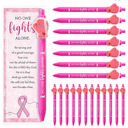 Chiisong 60 Sets Breast Cancer Awareness Gifts,Pink Ribbon Ballpoint Pens,Boxing Glove Lapel Pins, Motivational Cards with OPP Bags,Breast Cancer Favors for Fighters Women Survivor, Charity Events