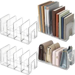 4 Pack Clear Acrylic File Organizer, Purse Organizer, File Sorter Desktop File Folder Organizer for Book, Envelopes, Mail, Document, Notebook, Office Supplies, Handbag