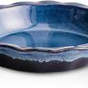 Ceramic, 9 Inches Pie Plate, Pie Dish for Dessert Kitchen, Round Baking Dish Pan for Dinner, Wrapping Upgrade, Reactive Glaze (Nebula Blue)