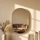 16x24 Oval Mirror - Pill Shaped Bathroom Vanity Mirror, Gold