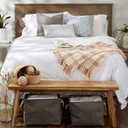 DII Modern Farmhouse Plaid Collection Cotton Fringe Throw Blanket, 50x60, White/Vintage Red