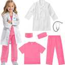 RioRand Doctor Costume for Kids With Stethoscope Lab Coat Career Day Costume Halloween Dress Up For Boys Girls (S-110/3-4Y)