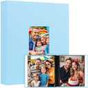 Photo Album 8x10 Holds 72 Photos, Linen Cover with Front Window, 72 Pockets for 8x10 Photos, 8x10 Photo Album Book for 8x10 Wedding Family Baby Anniversary Pictures or Gift (Blue)