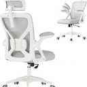 VASAGLE Ergonomic Mesh Office Chair with Adjustable Lumbar Support and Headrest, 90-105 Tilt Function, Wide Seat, FlipUp Armrests, Computer Desk Chair for Home Office, Dove Gray UOBN044GD01S, 24.4"D x 24.4"W x