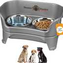Neater Feeder Express Mess Proof Dog Bowls Elevated for Medium to Large Sized Breed, No Spill Raised Dog Food Bowl Stand, Stainless Steel Food and Water Bowl Set, Pet Dish Feeding Station, Grey