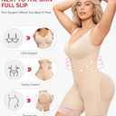 Nebility Fajas Colombianas Moldeadoras Shapewear for Women Tummy Control Postpartum Body Shaper Bodysuit with Zipper Crotch (Beige, XL)