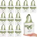 50 Pcs Wedding Gift Bags for Guests Bulk with Bow Ribbon Handles 6.2x7.2x2.5 Inch Wedding Favor Bag Thank You Gift Bags Bridesmaid Bags for Party Bridal Shower Valentine Birthday Supplies(Sage Green)