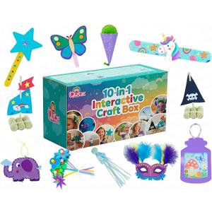 QuTZ Crafts for Kids Ages 4-8, 10-in-1 Toddler Craft Box, Build Projects that Glow, Float, Wearable and Playable, No prep and no Clean-up, Art and Crafts Supplies for Kids 4 5 6 7 8 Year Old