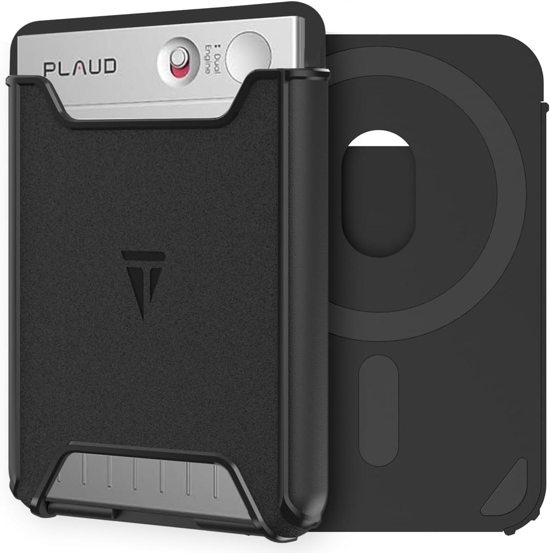 TUDIA Magnetic Holder for PLAUD Note and Plaud Note Pro AI Voice Recorder Case  Hard PC Slim Carrying Protective Cover with Strong Magnetic Attachment - Black