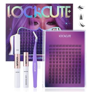Lash Clusters Kit for DIY Lash Extension at Home, False Eyelashes Set with Bond Seal, Lash Remover, Brush, Tweezers, Wispy Individual Clusters Eye Lash Extensions (Vacay Vibes)-5 Sizes (8-16mm)