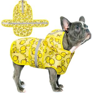 Paiaite Dog Raincoat: Hooded Slicker Poncho, Durable Waterproof Jacket with Reflective Stripes for Safety, Convenient Leash Hole Adjustable Fit, Perfect for Small, Medium Large Dogs Yellow Duck M