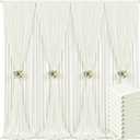 50ft x 10ft Ivory Backdrop Curtain for Wedding Ivory Wrinkle Free Backdrop Drapes Panels for Parties Baby Shower Bridal Shower Birthday Photo Photography Polyester Fabric Background Decoration