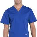 Cherokee Scrubs for Men Workwear Professionals V-Neck 4 Pocket Scrub Top WW695 (Large, Galaxy Blue)