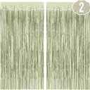 xo, Fetti Party Decorations Sage Green Foil Curtain - Set of 2 | Bachelorette Party Supplies, Cute Birthday Queen Photo Booth, Bach Martini Decor, Bridal Shower Backdrop