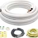 33 Ft Mini Split Line Set,Air Conditioning Copper Tubing Pipe Extension,1/4" & 1/2" 3/8" PE Thickened for AC and Heating Equipment Insulated with Nuts. (1/4+1/2)