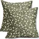Olive Green Pillow Covers 20x20 Set of 2 Vintage Floral Rustic Old Style Cute Flower Print Decorative Outdoor Pillowcases Seasonal Farmhouse Throw Cushion Case Decor for Couch Sofa Bed
