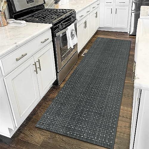 Nailttos Boho Washable Runner Rug, 2' x 6' Modern Hand Woven Reversible Kitchen Rug Runners for Hallway, Machine Washable Grey Rug Indoor Floor Carpet for Entryway Laundry Bedroom Living Room