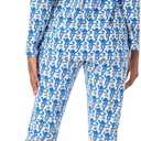 Womens Henley Pajamas Set 2 Piece Long Sleeve Monkey Print Lounge Sets Preppy Sleepwear Pjs for Bridal Party, Holiday & Travel Outfit(Blue, XX-Small) (XS)