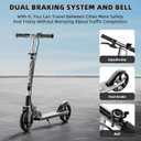 Scooters for Kids 8-12, Teens & Adults - Lightweight, Foldable, 8-Inch Big Wheels, Hand Brake & Bell, 4 Adjustable Height Levels, 240 lbs Max Load, Perfect for School, Campus and Park Rides