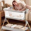 ANGELBLISS Baby Bassinet, 3-in-1 Bedside Sleeper, One-Click Foldable Crib, Standard