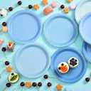 96 Pcs Blue Party Paper Plates, 9 Inch Cute Light Blue Disposable Dessert Baby Bridal Shower Dinner Birthday Cake Paper Plates for Party Bridal Baby Girl Shower Wedding Supplies