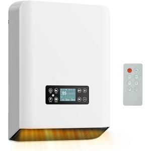Space Heater Wall Heater for Indoor Use, 1500W Bathroom Wall Mounted Space Heater with Towel Warmer, IP24 Splash Proof Electric Heater, Remote Control, 24H Timer for Bathroom, Bedroom, Office