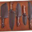 Damascus Steel Professional Kitchen Knife Set of 5 Pcs With sheath, Chef knife set, Utility Chef Knife Set, Kitchen Gadgets, Kitchen Gifts, Viking Kitchen Knife For Men, Mothers day gifts (Wood)