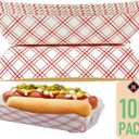 Mr Miracle 7 Inch Paper Hot Dog Tray in Red White Pattern. Pack of 100. Disposable, Recyclable and Fully Biodegradable. Made in USA