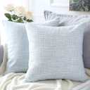 OTOSTAR Linen Throw Pillow Covers Set of 2 Decorative Square Pillowcases Cushion Covers 20x20 Inch for Home Decor Sofa Bedroom Car 50 x 50CM Blue Grey