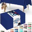 Pureegg Plastic Table Cloth Disposable 10 Pack, 54 x 108 Inch Table Cloths, Patriotic Decorations, Thanksgiving, Veterans Day Tablecloths, Rectangle, Plastic Cover, Leakproof & Sturdy, Navy Blue
