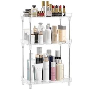 YIEZI Multi-Functional Plastic Shelf, 3-Tier, Anti-Slip, Easy Assembly, 30cm x 30cm x 10cm, Ideal for Organizing Cosmetics, Perfumes, Soaps, Lotions, and More