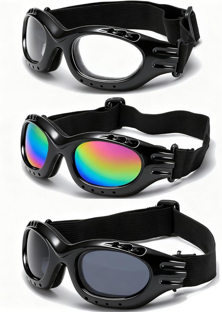 3 Pieces Motorcycle Goggles Riding Glasses Dirt Bike Ski Goggles Anti-UV Dustproof Windproof ATV Goggles For Motorcycle Riding, Skiing, Outdoor Men Women Youth (Blue)