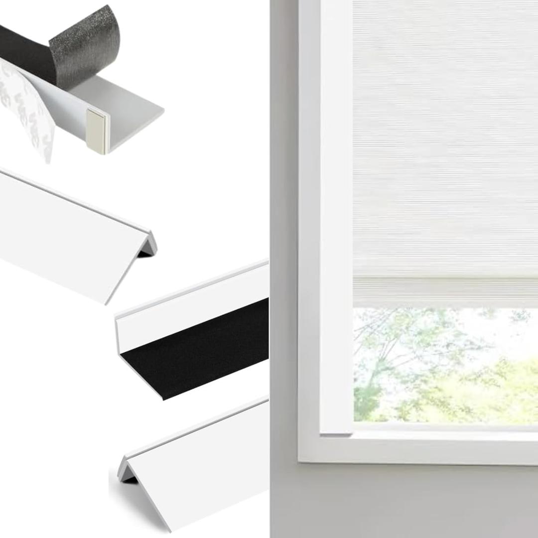 PVC Light Blocking Strips for Window Shades and Blinds-Blocks Light Along The Sides of Blackout Blinds,Side Tracks for Cordless Blackout Shades, Light Blocking Strips for Bedroom (White,58",4Pcs)