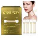 ITECFREELY 28PCS Neck Lift Tape, Invisible Neck Tape Lifting for Double Chin & Sagging Skin, Reusable High Elastic Face Tape Waterproof & Breathable Instant Lift for Women (Golden)