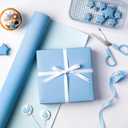 WRAPAHOLIC Kraft Baby Blue Wrapping Paper Roll - Mini Roll - 17 Inch x 33 Feet - Solid Color Baby Blue Wrapping Paper Perfect for Baby Shower, Boys Birthday, Wedding