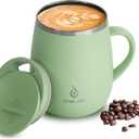 Ideus 16 oz Insulated Coffee Mug with Handle and Lid, Double Wall Stainless Steel Vacuum Thermal Coffee Mug, Travel Coffee Cup Thermal Cup for Home and Office, Avocado Green