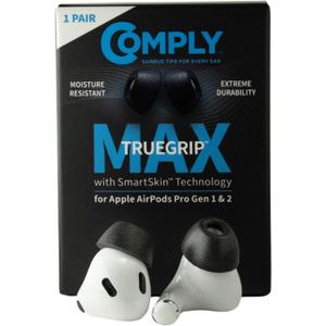 Comply TrueGrip MAX | Premium Memory Foam Replacement Earbud Tips for Apple AirPods Pro 1 & 2 | Long Lasting Comfort, Extreme Durability, Secure Fit, Superior Noise Isolation| Black (Small) (1 Pair)