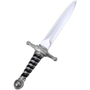 15" Fake Foam Swords Martial Arts Weapons, Realistic Dagger Knife Toy, Foam Short Sword Prop for Play Fighting and Assassins Costume Accessory Silver