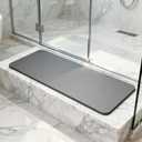 Shower Bench & Step Mat - Non-Slip Bathtub Rug for Shower Seat, Stool, and Tub Floor - Quick-Dry Cut-to-fit Pad for Bathroom Stairs (Gray, 31''x12'')