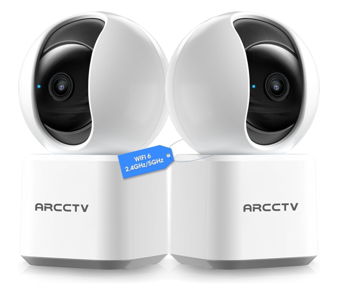 ARCCTV Cameras for Home Security 2pcs with WiFi 6&5GHz/2.4GHz, Motion Tracking Never Miss a Moment, 2-Way Audio, Night Vision, Compatible with Alexa Upgrades Your Idoor Security