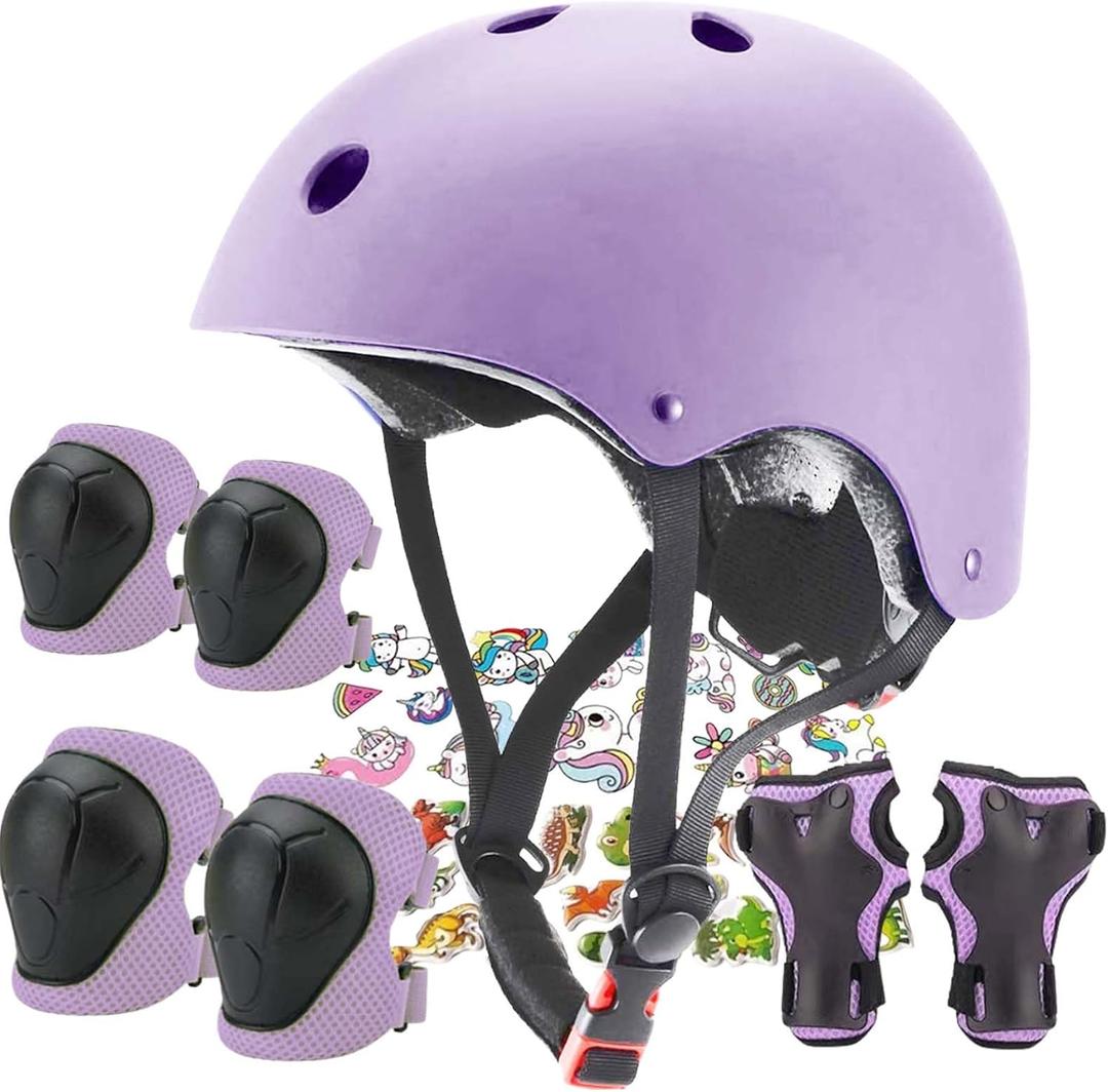 FOOKCIAN Kids Helmet,Toddler Skateboard Helmets for Boys Girls with Knee and Elbow Pads Wrist Guards fit Roller Skates,Skateboarding,Skating Scooter Adjustable Kids Helmet, Size: Small: 18.9"-21.3" / 3-8 year