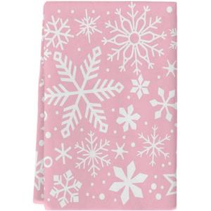LooPoP Christmas Kitchen Towels Christmas Snowflake Dish Towels and Dishcloths Sets Decorative Tea Towel Winter Snow Pink Absorbent Hand Towels for Kitchen Bathroom Drying Cleaning Home Decor (1 PC)