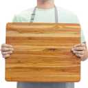 BEEFURNI Teak Wood Cutting Board with Hand Grip (S, 18x14x1"), Small Wooden Cutting Boards for Kitchen, Small Chopping Board Wood, Christmas Gifts