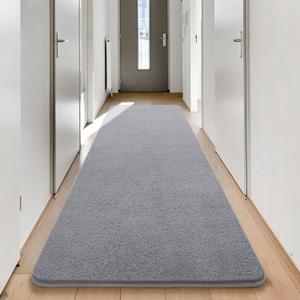 Keeko 2x6 Runner Rug, Grey Bedroom Bedside Runner Rug Small Carpet Living Room Area Throw Rugs for Hallway Soft Indoor Memory Foam Rugs for Teen Kids Classroom Nursery Dorm Laundry Room Decor