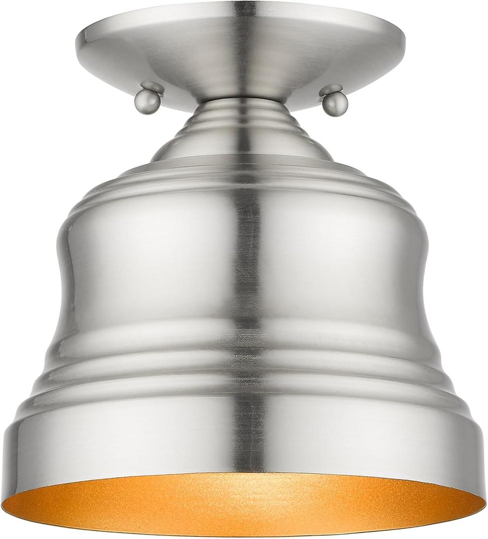 Livex Lighting, 55909-91, Endicott, Petite Bell Semi-Flush, Brushed Nickel